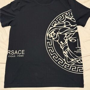 Versace Black Short Sleeve Tee with Medusa Design